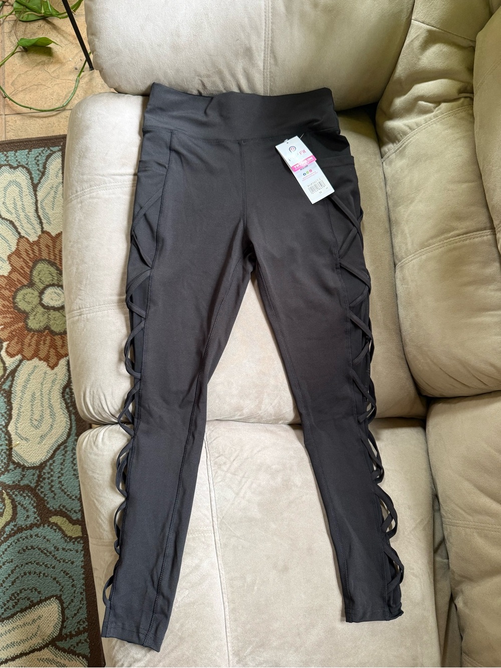 POP Fit Black Lace-Up Side Panel Leggings